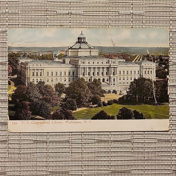 𝅺U.S. Congressional Library, Washington DC, 1908 Vintage Postcard - Picture 1 of 6